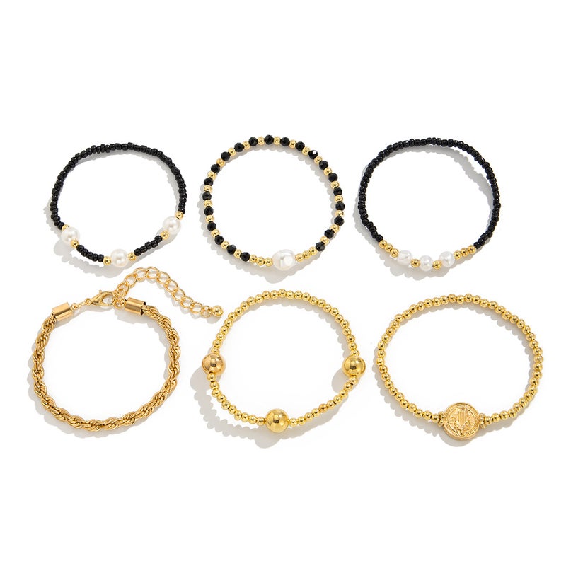SHIXIN European and American Cross-Border Accessories: Simple and Unique 5-Piece CCB Five-Pointed Star Bracelet Set, Ins Style Beaded Jewelry for Women - Image 5