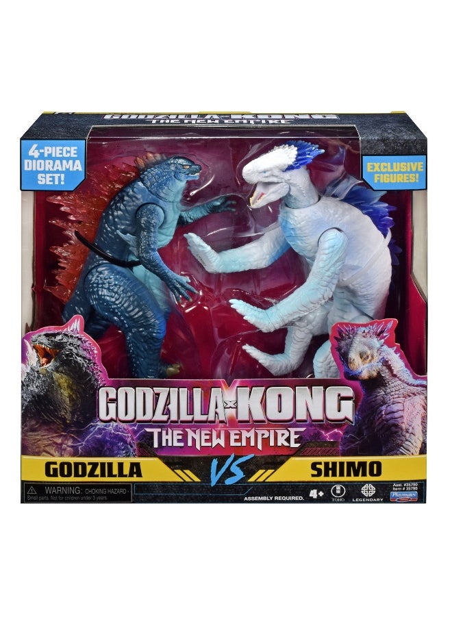 Playmates Toys - Playmates Toys Monsterverse Godzilla x Kong: The New Empire Godzilla vs Shimo Set with 4 Pieces (15.24 cm) - Image 1