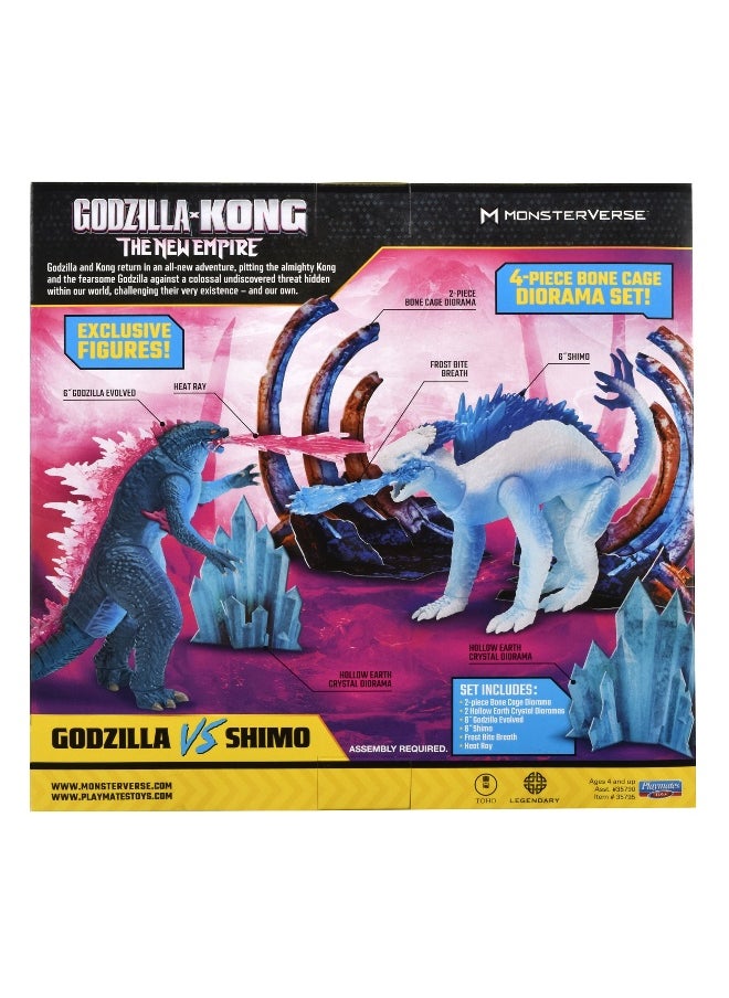 Playmates Toys - Playmates Toys Monsterverse Godzilla x Kong: The New Empire Godzilla vs Shimo Set with 4 Pieces (15.24 cm) - Image 1