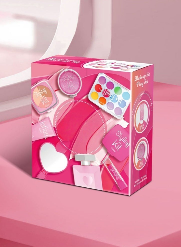 Lullaxx Kids Pretend Makeup Kit for Girls with Mirror, Laptop Design - Non-Toxic Washable Set, Birthday Gift for 3-10 Years Old - Image 2