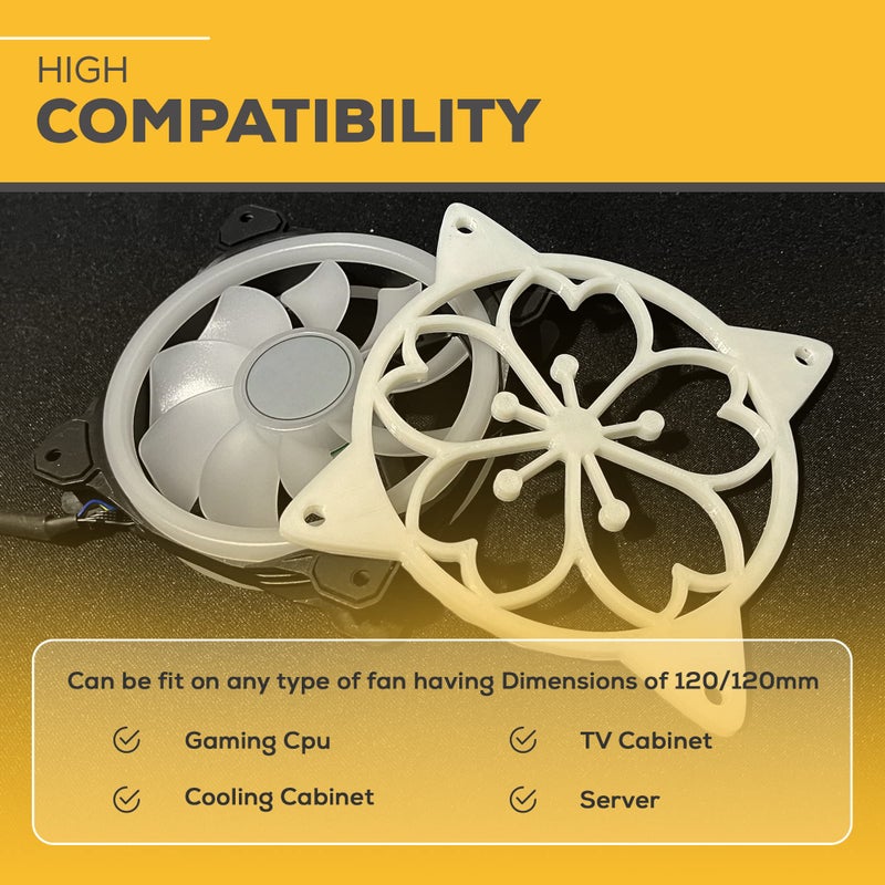 splash n color SplashNColor 120mm Sakura Fan Grill Decorative Cover, Super Cute Functional Cherry Blossom Cooling PC Fan Cover Protector for Computer Rig, Sakura PC Accessories Gaming CPU, Easy Installation - Image 5