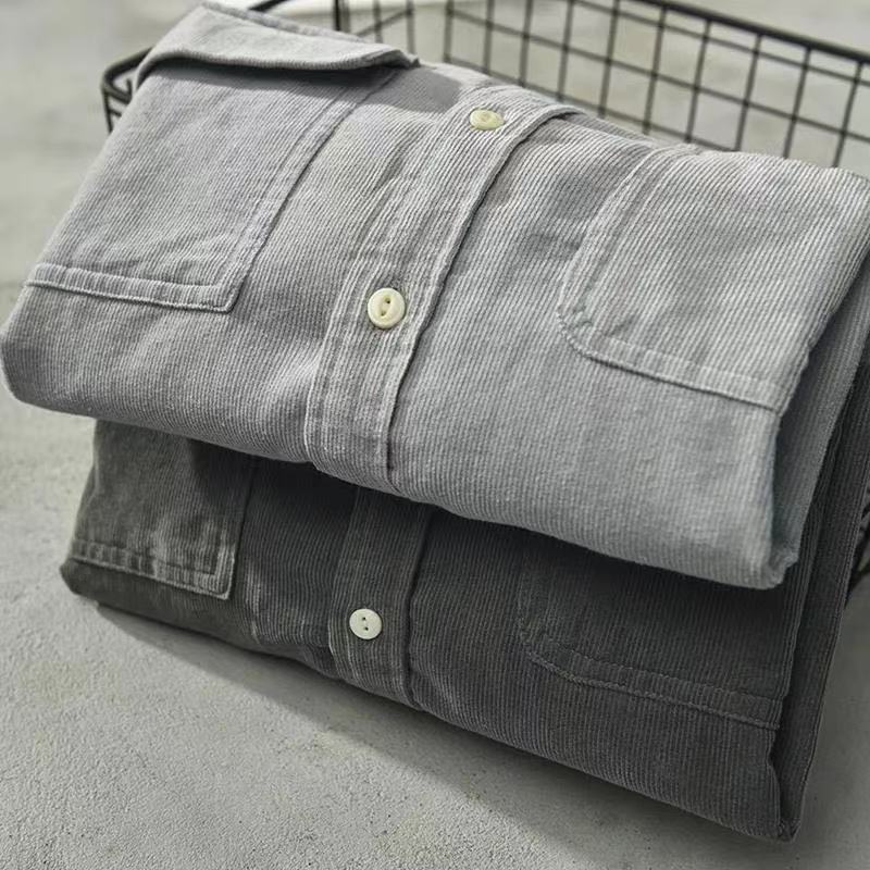 American Style Retro Ami Khaki Cotton Gauze Card Men'S Multi-Pocket Workwear Long-Sleeved Shirt Japanese Style Handsome Shirt - Image 5