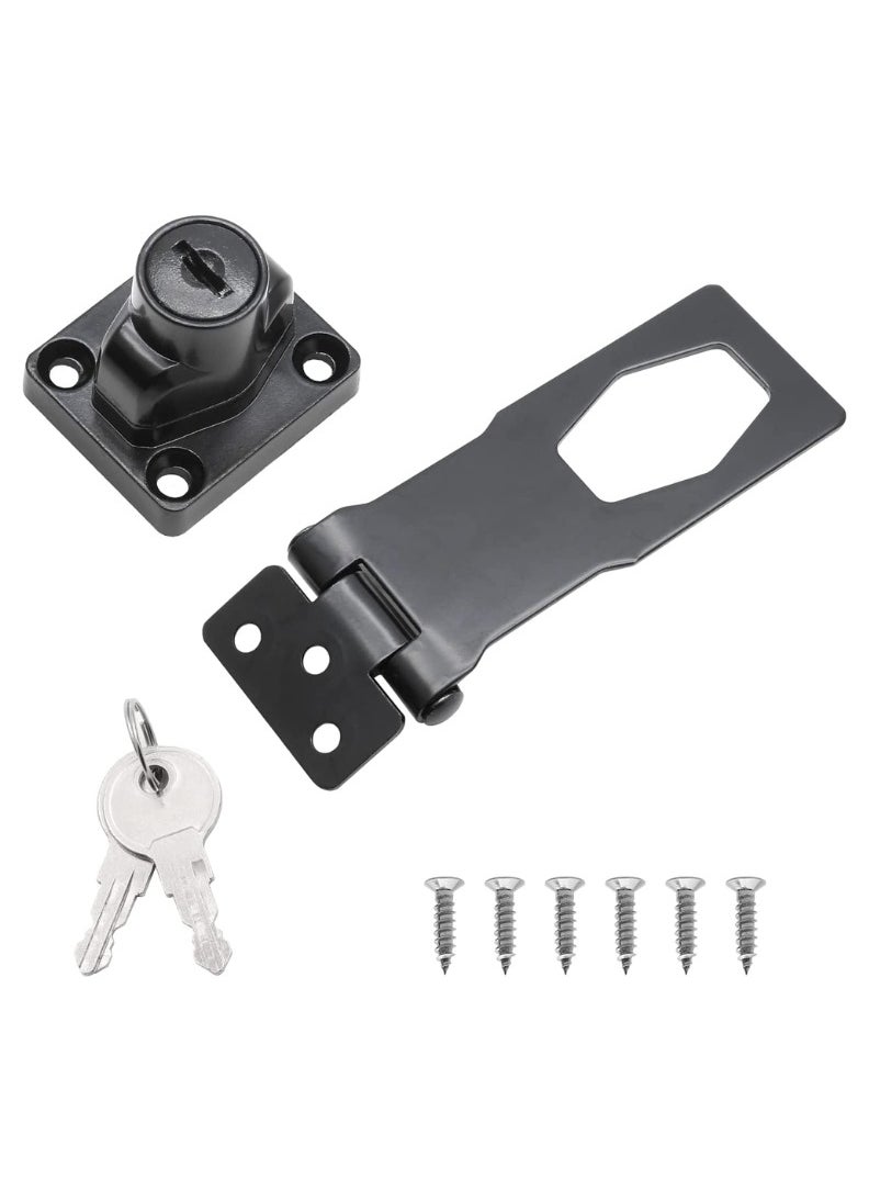 KNP - KNP Black Twist Knob Hasp Locks 4 Inch hasp lock features a sturdy twist knob mechanism for easy locking and unlocking without the need for a key. - Image 1