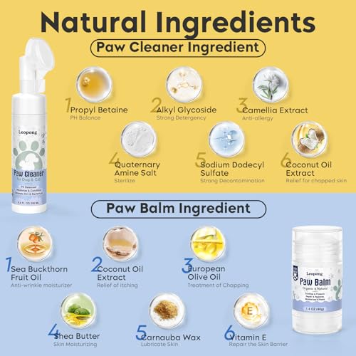 Leopong Dog Paw Care Kit - Protector for Pet Foot Washer Care（1 Pack Cleaner, 1 Pack Balm, 1 Towel and 1 Bundle Pocket - Image 2