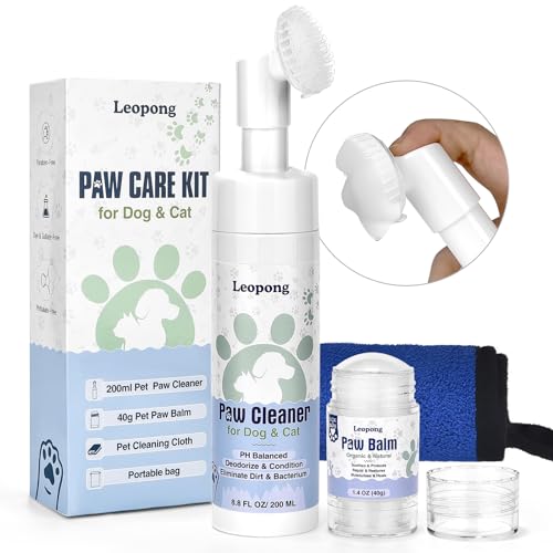 Leopong Dog Paw Care Kit - Protector for Pet Foot Washer Care（1 Pack Cleaner, 1 Pack Balm, 1 Towel and 1 Bundle Pocket - Image 1