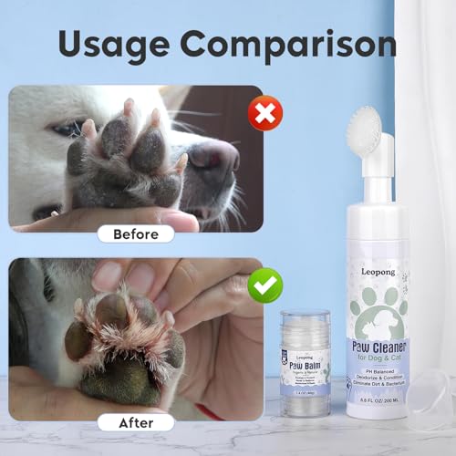 Leopong Dog Paw Care Kit - Protector for Pet Foot Washer Care（1 Pack Cleaner, 1 Pack Balm, 1 Towel and 1 Bundle Pocket - Image 5