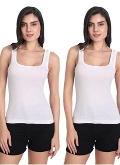 Aimly Aimly Women's Cotton Sleeveless White Camisole Slip Spaghetti Pack of 2  - Image 1