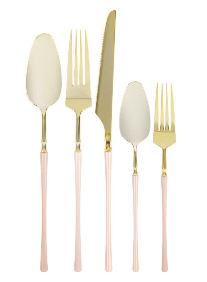 Blue Sky Infinity Flatware Gold & Pink Teaspoons - 20 Count | Luxurious Disposable Plastic Cutlery for Parties and Events - Image 3