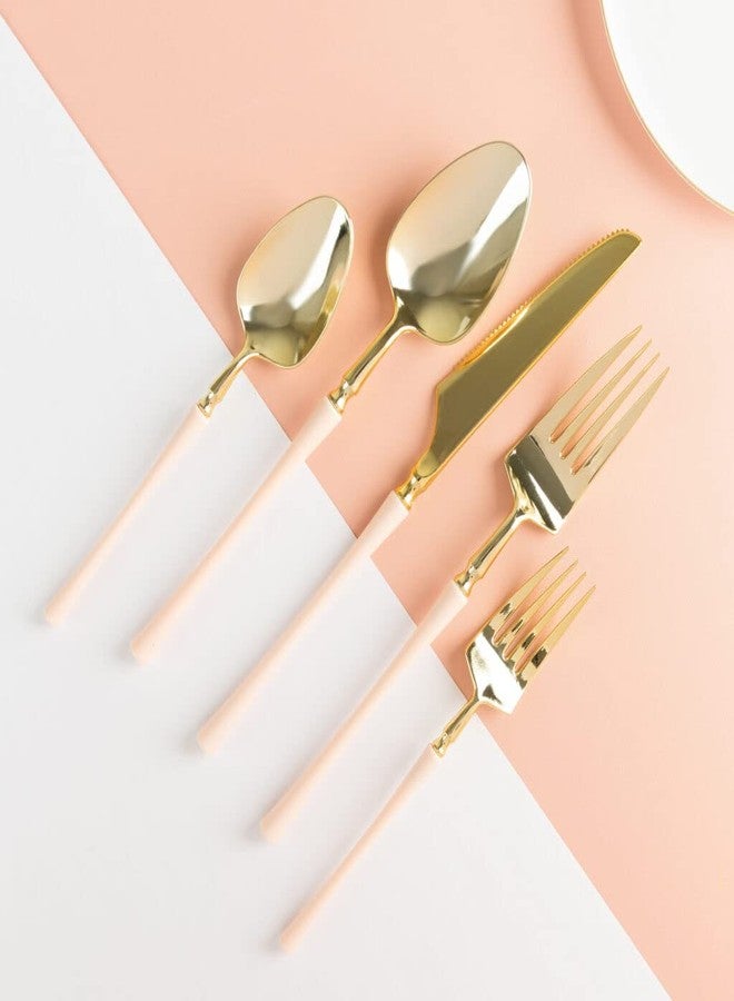 Blue Sky Infinity Flatware Gold & Pink Teaspoons - 20 Count | Luxurious Disposable Plastic Cutlery for Parties and Events - Image 2