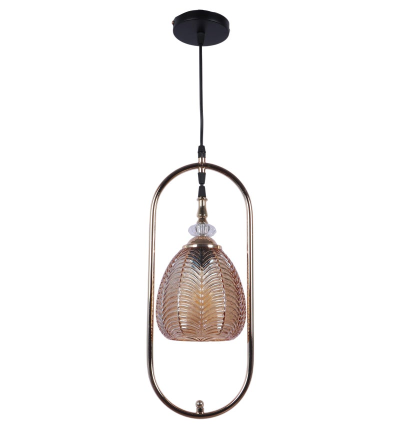 ELIANTE Modern Glass Hanging Light for Living Room & Dining Area | Metal Ceiling Lamp with Elegant Glass Shade | 3 Years Warranty | Free Bulb (Amberic) - Image 4