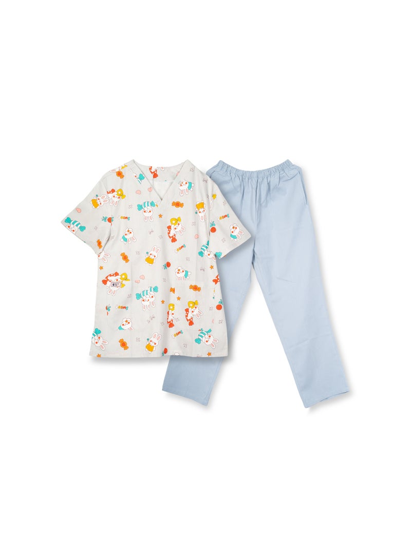 Nanny Tag Women's Printed Scrub Suit | Premium 2-Piece Medical Uniform Set | V-Neck Nurse Scrubs with Utility Pockets | Breathable 100% Cotton Hospital Workwear for Doctors, Nurses - Image 1