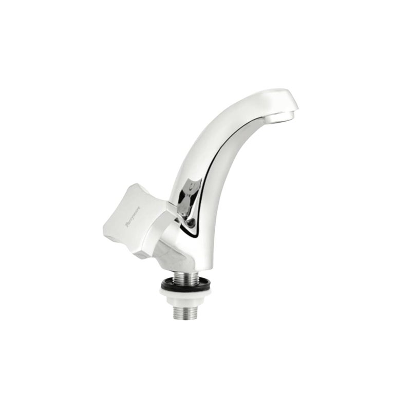 Parryware Jade Swan Neck Pillar Cock | Twin-Lever Deck Mounted | with Honeycomb Type Aerator | Chrome Finish | G0268A1 - Image 1