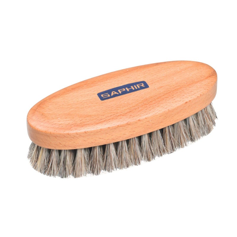Saphir SAPHIR Oval Horsehair Brush  Shoe Polish  for Cleaning Polishing  Buffing Leather Shoes  Brown Bristles  5 135cm 