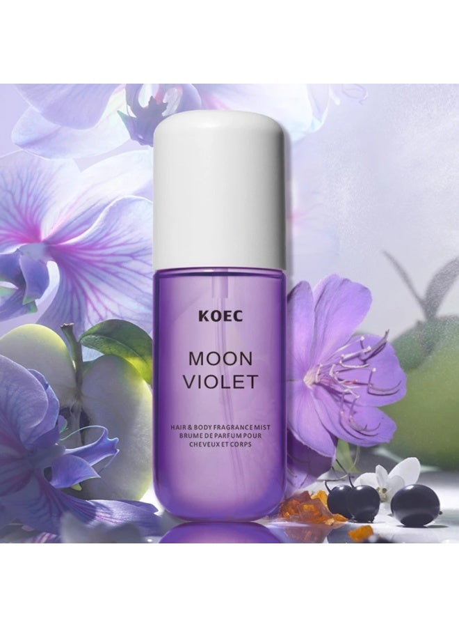 KOEC بخاخ عطر الجسم والشعر بحجم السفر 50 مل من موون فايوليت - عطر يدوم طويلاً للعناية بالشعر - بخاخ مرطب ومنعش للعناية بالشعر الناعم - Image 2