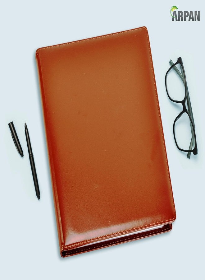 Arpan A4 Certificate Presentation Folder, Faux Leather Document Organizer, Professional Portfolio Book, Conference Display Binder (Brown, 48 Pockets 96 Sides) - Image 4