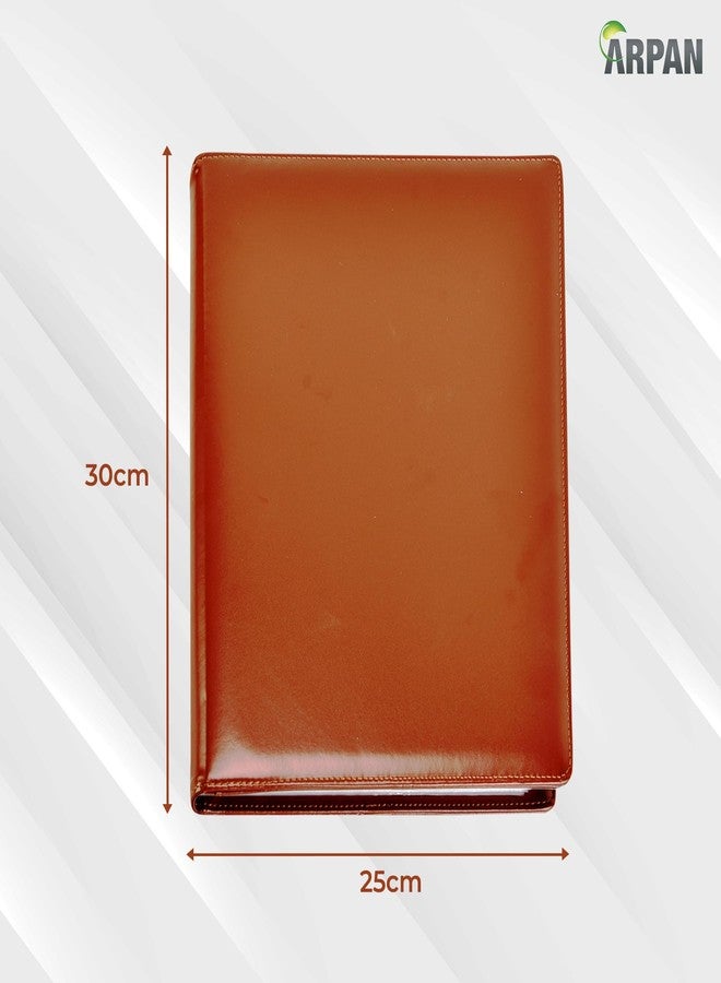 Arpan A4 Certificate Presentation Folder, Faux Leather Document Organizer, Professional Portfolio Book, Conference Display Binder (Brown, 48 Pockets 96 Sides) - Image 2