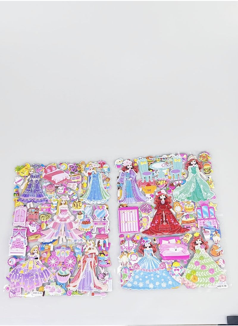 يوما وسادة ملصقات Princess Dress Up ، للفتيات والأطفال ، يصنعون ألعاب الأميرة اليدوية الخاصة بك ، مجموعة ألعاب نشاط ملصق الأميرة الإسفنجية ثلاثية الأبعاد القابلة لإعادة الاستخدام ، للأطفال الصغار في مرحلة  - Image 2