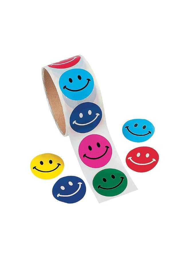 Fun Express ROUND SMILE FACE STICKERS (100PC) - Stationery - 100 Pieces