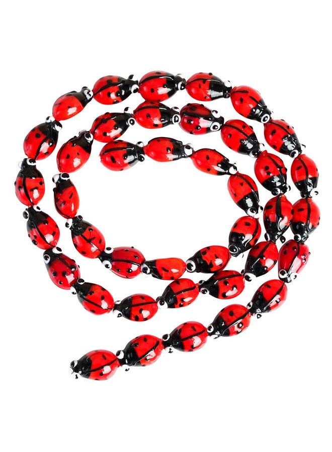 Heliltd 40Pcs Ladybug Beads Mix Colors Lampwork Glass Beads Loose Spacer Beads For Jewelry Making Diy Handmade Crafts (Red) - Image 2