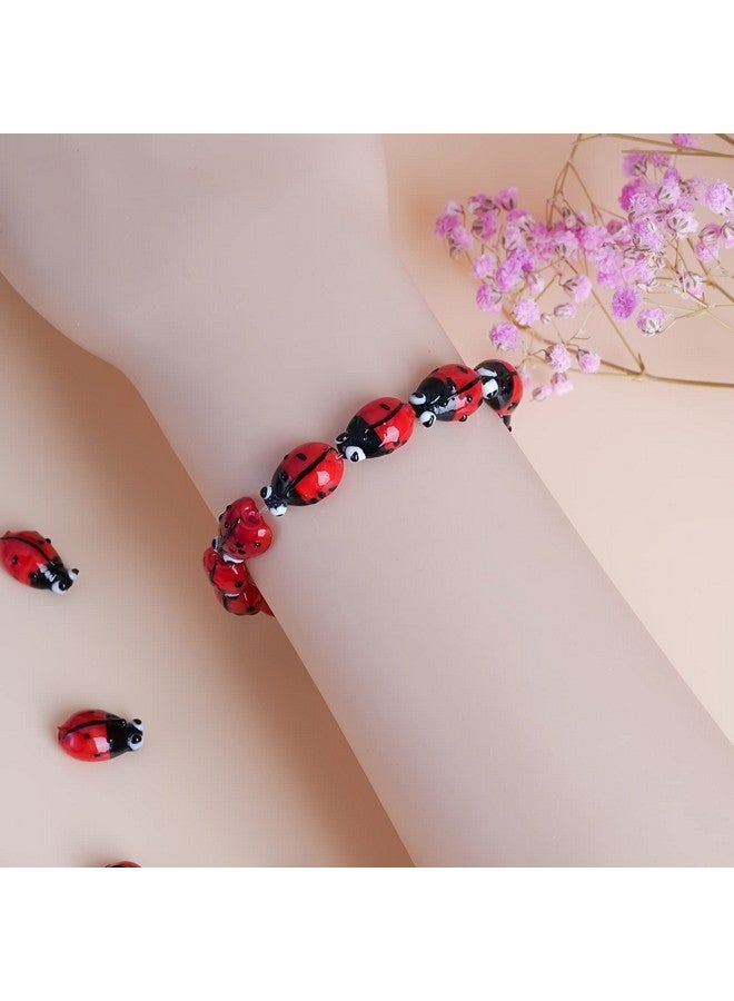 Heliltd 40Pcs Ladybug Beads Mix Colors Lampwork Glass Beads Loose Spacer Beads For Jewelry Making Diy Handmade Crafts (Red) - Image 5
