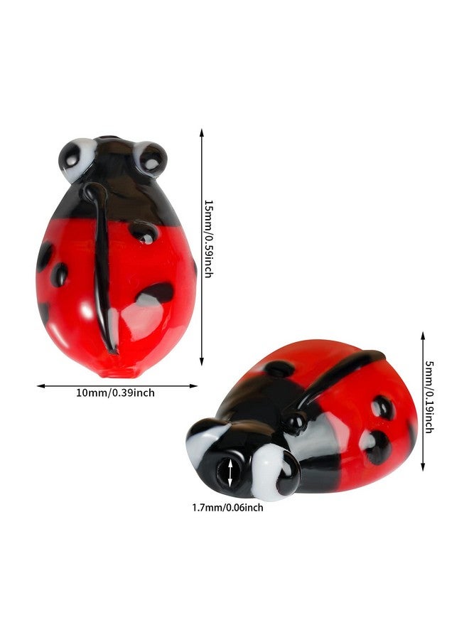 Heliltd 40Pcs Ladybug Beads Mix Colors Lampwork Glass Beads Loose Spacer Beads For Jewelry Making Diy Handmade Crafts (Red) - Image 3