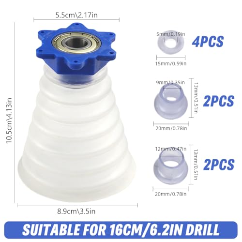 Serplex® Hole Saw Dust Bowl 16cm/6.2'' Flexible Drill Dust Collector Drill Bit Cover, Semi-transparent Universal Drill Dust Catcher Dust Collector Chips Collector for Hole Saw - Image 2