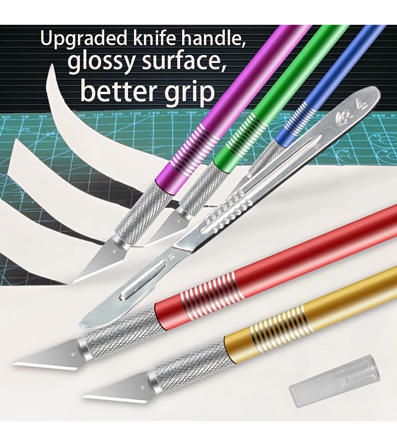 74 Pieces Carving Knife Tool Set with Colored Handles and Replaceable Blades for Craft - Image 2