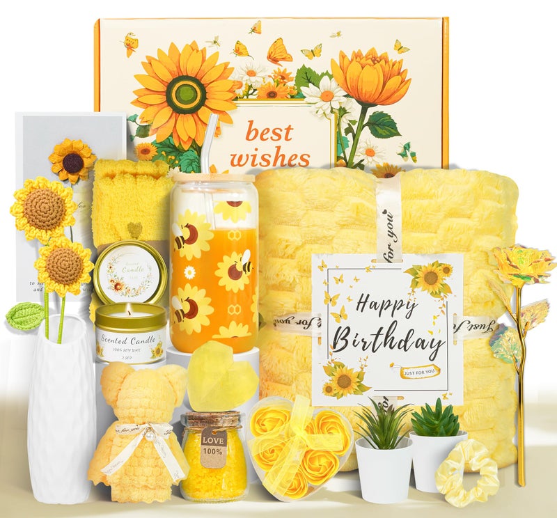 CLTTCLLCT Mother's Day Gifts for Mom, 17pcs Relaxing Spa Gifts Set for Girls, Sisters, Mom, Sunflower Self-Care Package, Sending Sunshine Get Well Gifts for Women, Perfect Basket for Birthday & Mother's Day - Image 1
