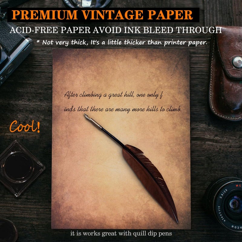 WLXTREE 50 Sheets Vintage Scrapbook Paper 8.5 x 11,Old Looking Antique Aged Printer Paper,Letter Size Double-Sided Stationary Writing Paper for Printing & Writing Letters,Stationery Paper - Image 3