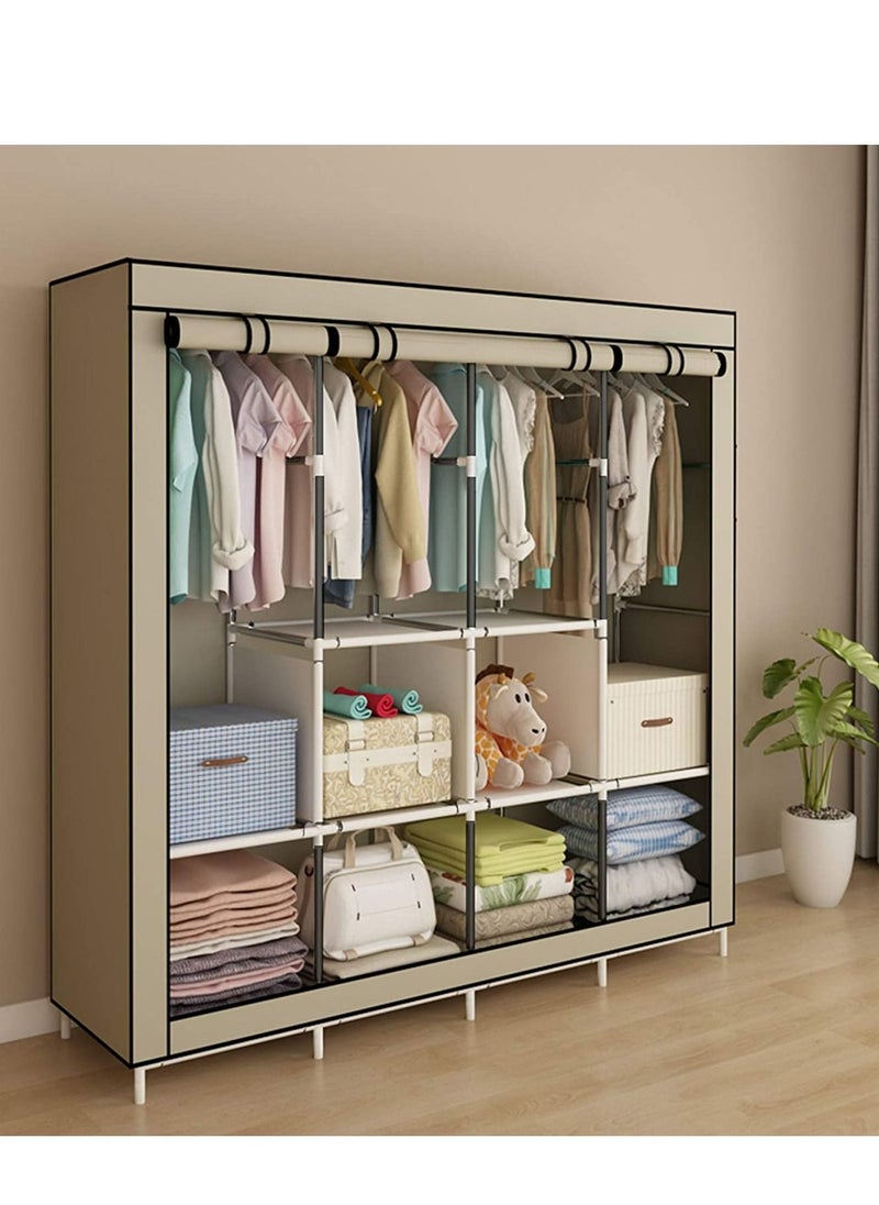 ALMUFARREJ Fabric Wardrobe Organizer Beige 150x175x45 CM  - Image 1