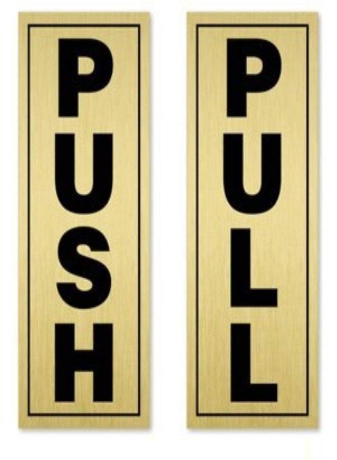 KRYTONE�Push Pull Metallic Gold Color Sign Sticker for Glass Doors Office Hospital Mall Business pack of 2 - Image 1