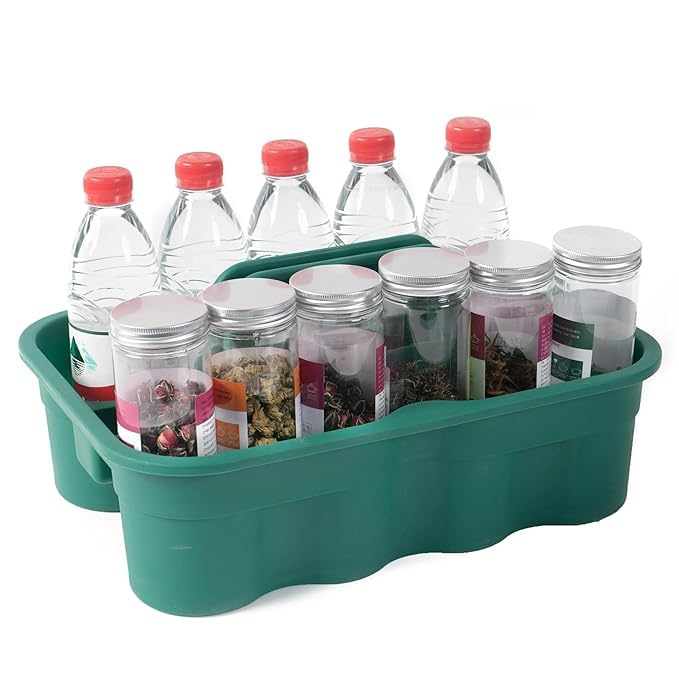 KR STORE Caddy Bucket New Model 2Compartment Industrial Caddy Bucket Bathroom Caddy Organizer Basket Bathroom Organizer Basket Tool Organizer for Cleaning Bathroom Windows Green - Image 4