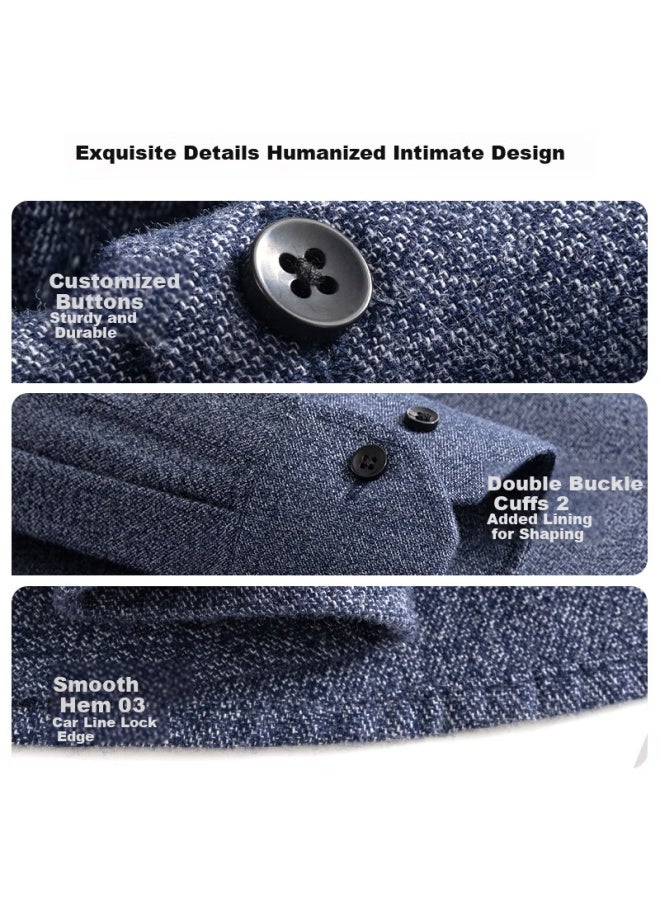 Firs Men'S Long Sleeve Brushed Cotton Casual Business Shirt Easy Care Shirt Deep Gray 44 - Image 2