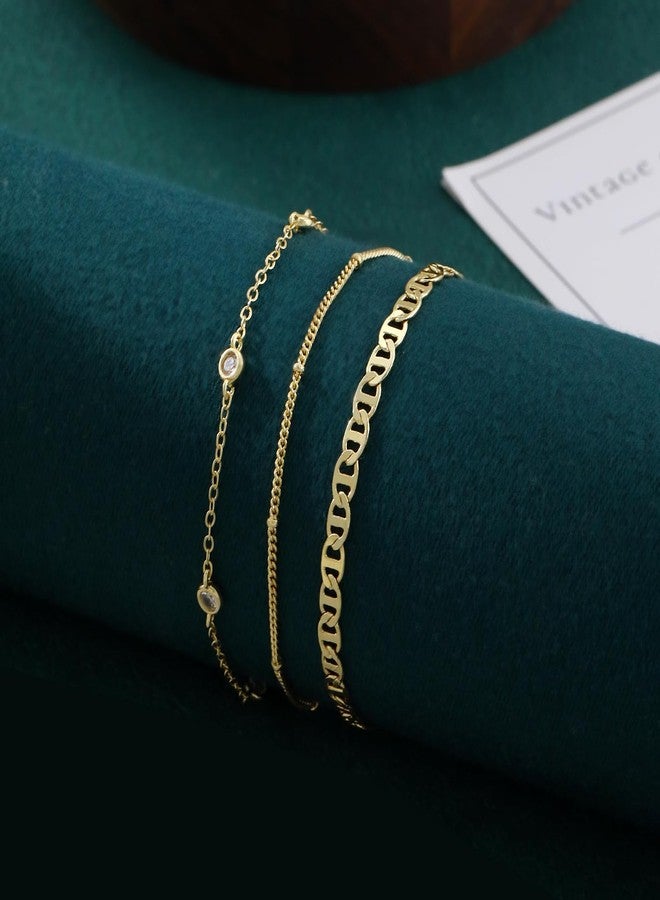 MFRYK Gold Ankle Bracelets for women,14k Gold/Silver Plated Waterproof Layered lightweight Cuban Link Figaro Chain Heart anklet butterfly anklet Pearl Ankle Bracelets Set Gold Anklets for women Trendy - Image 5