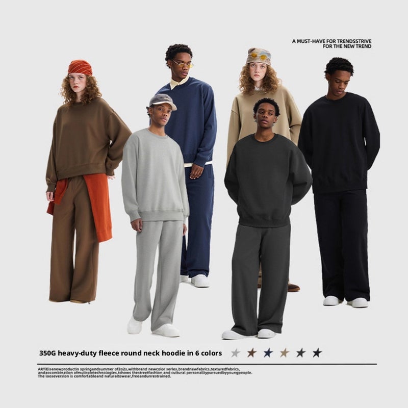 Men's Oversize Fleece Round Neck Sweatshirt - Image 2