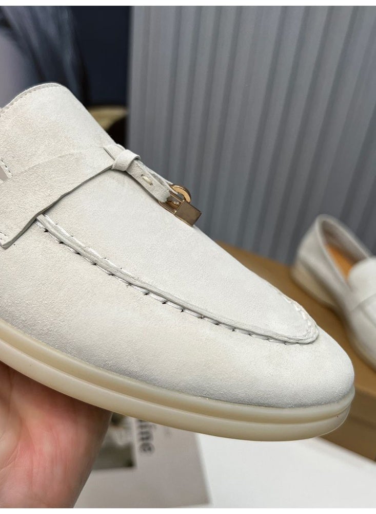 Suede Loafers Men Fashion Design Flats Summer Walk Loafers Genuine Leather Slip On Round Toe Soft Flats Casual Shoes Size 46 - Image 2