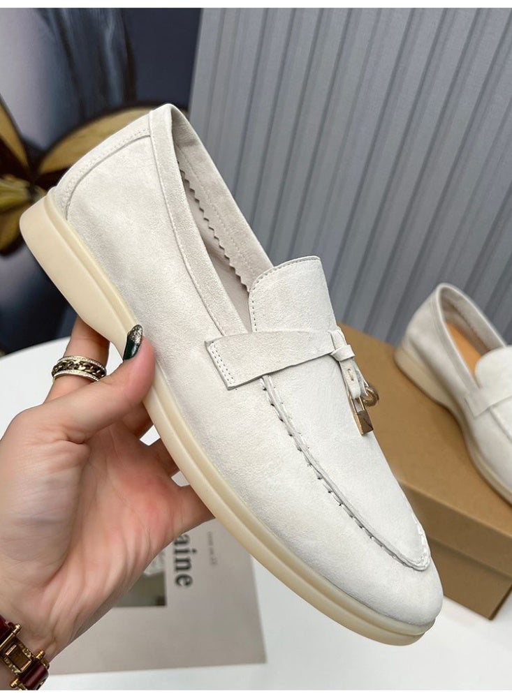 Suede Loafers Men Fashion Design Flats Summer Walk Loafers Genuine Leather Slip On Round Toe Soft Flats Casual Shoes Size 46 - Image 4
