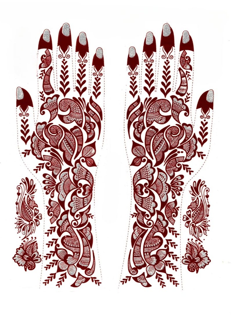 Accessorize Kingdom Henna-Inspired Tattoo Sticker for Hands | Temporary Waterproof Mehndi Tattoo | Body Art for Women & Girls (AKM42) - Image 1