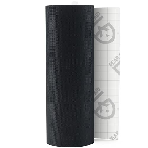 Gear Aid شريط إصلاح جير إيد المتين 3"x20" من قماش النايلون والفينيل، لإصلاح الثقوب والتمزقات في السترات المنتفخة، ومعدات المطر والثلج، والخيام، وكيس النوم والمزيد، أسود، عبوة واحدة - Image 1