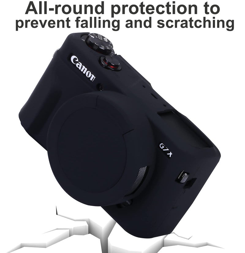 Pocoukate Camera Body Case for Canon G7X /G7X Mark II Silicone Case Cover with Optical 9H Hardness 0.3mm Ultra-Thin DSLR Camera Screen Protector - Image 2