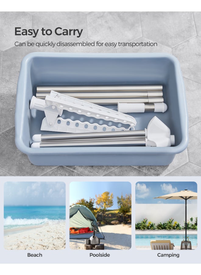 SONGMICS حامل الملابس من سونغميكس، رف تجفيف الملابس مع 3 أذرع دوارة لتعليق الملابس، رف غسيل داخلي قابل للطي بأربعة أرجل، مصنوع من الفولاذ المقاوم للصدأ، يتسع لـ 27 قطعة من الملابس، بارتفاع 151.5 سم، أبيض وفضي - Image 5