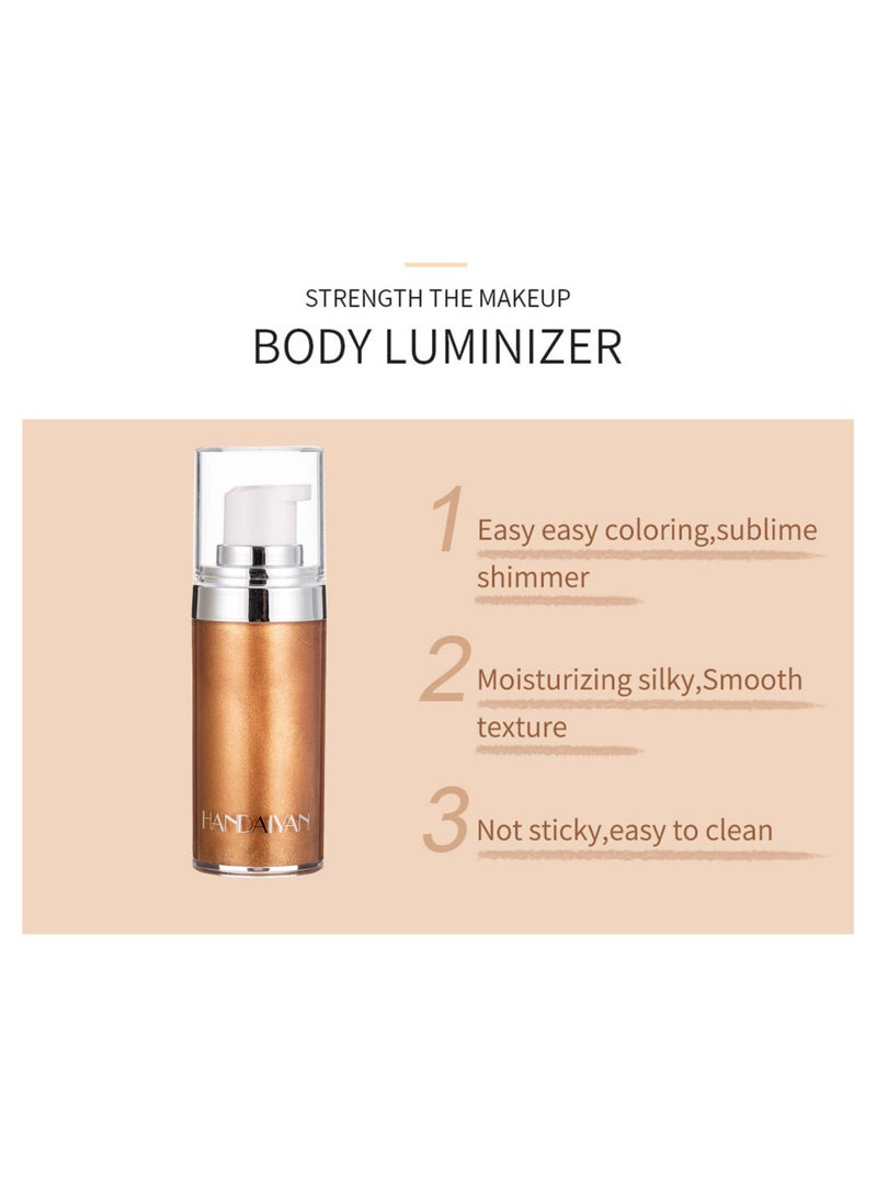 Handaiyan - Body Shimmer Liquid Highlighter Oil Brighten Glow Glitter Waterproof Moisturising Smooth Makeup Lotion Bronzer Illuminate Luminizer Gold Beach Foundation Non-sticky Dry for Face And Body (20ml) - Image 1