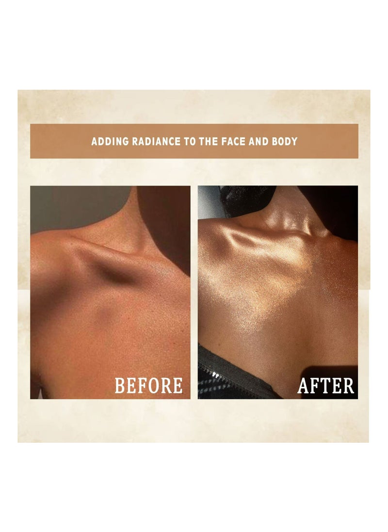 Handaiyan - Body Shimmer Liquid Highlighter Oil Brighten Glow Glitter Waterproof Moisturising Smooth Makeup Lotion Bronzer Illuminate Luminizer Gold Beach Foundation Non-sticky Dry for Face And Body (20ml) - Image 1