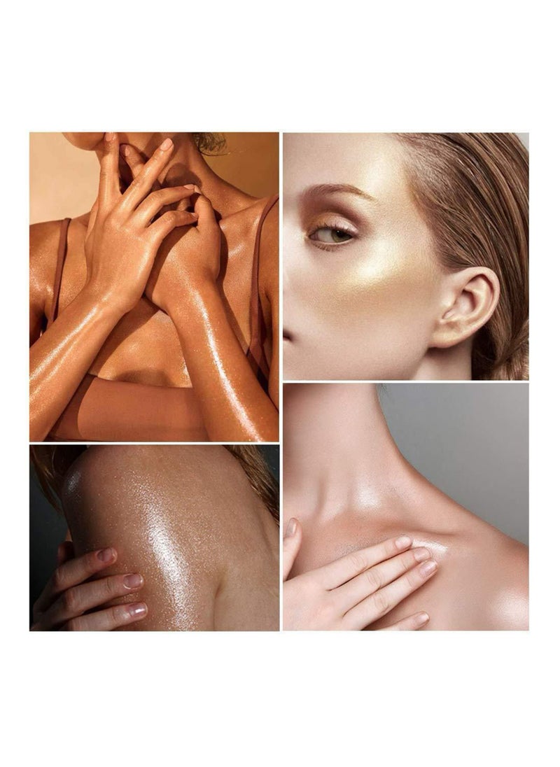 Handaiyan - Body Shimmer Liquid Highlighter Oil Brighten Glow Glitter Waterproof Moisturising Smooth Makeup Lotion Bronzer Illuminate Luminizer Gold Beach Foundation Non-sticky Dry for Face And Body (20ml) - Image 1