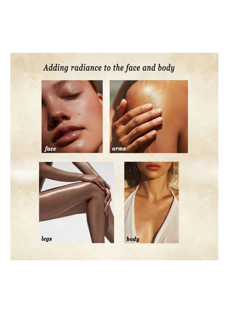 Handaiyan - Body Shimmer Liquid Highlighter Oil Brighten Glow Glitter Waterproof Moisturising Smooth Makeup Lotion Bronzer Illuminate Luminizer Gold Beach Foundation Non-sticky Dry for Face And Body (20ml) - Image 1