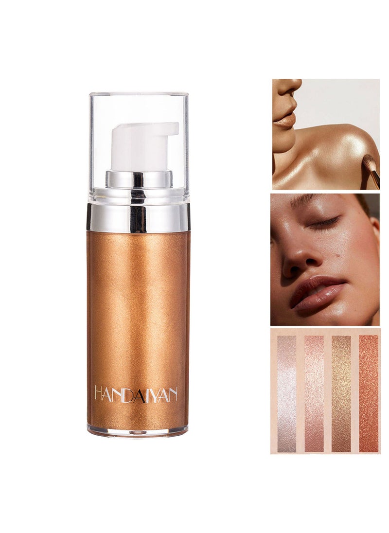 Handaiyan - Body Shimmer Liquid Highlighter Oil Brighten Glow Glitter Waterproof Moisturising Smooth Makeup Lotion Bronzer Illuminate Luminizer Gold Beach Foundation Non-sticky Dry for Face And Body (20ml) - Image 1