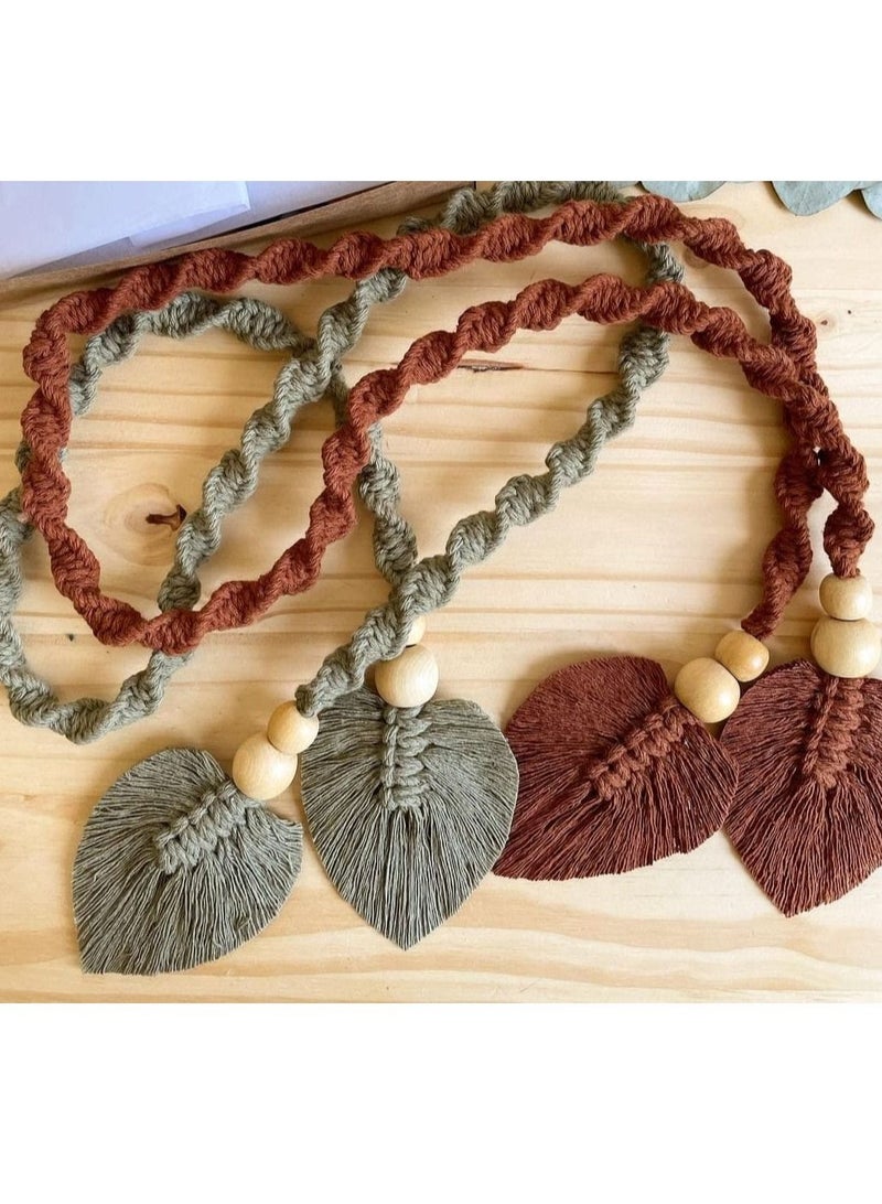 macrame sanu 2 Pack handmade macrame Curtain Rope Tiebacks, Hand Braided Curtain Tie  - Image 1
