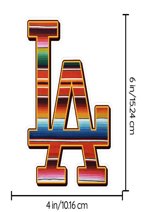 Ceybo LA Dodgers Letters Vinyl Sticker – Colorful Mexican Sarape Style Baseball Decal, Waterproof and Durable Sport Fan Sticker for Laptops, Car Windows, Skateboards, Notebooks, Lockers (6" x 4") - Image 2