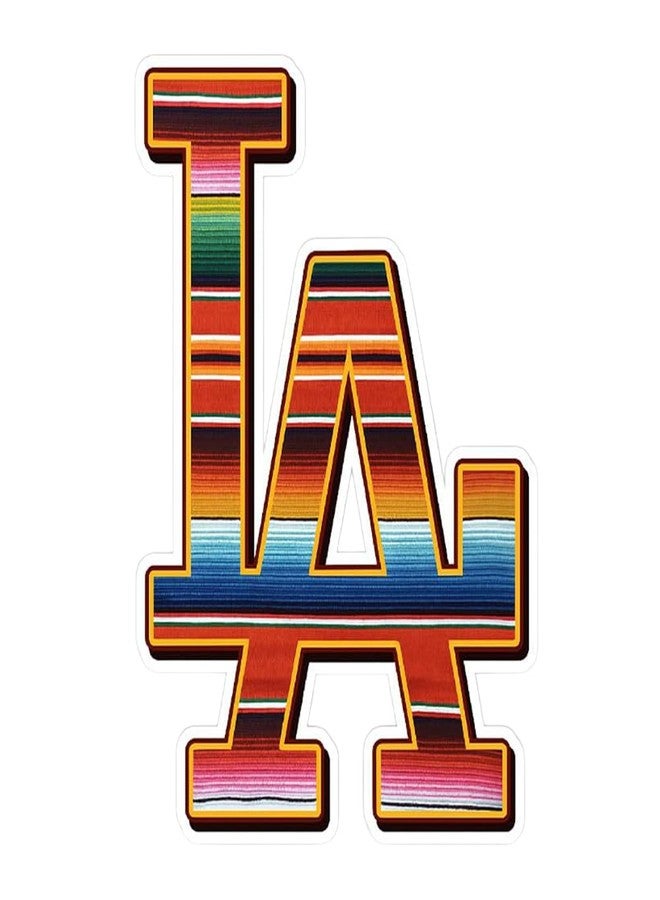 Ceybo LA Dodgers Letters Vinyl Sticker – Colorful Mexican Sarape Style Baseball Decal, Waterproof and Durable Sport Fan Sticker for Laptops, Car Windows, Skateboards, Notebooks, Lockers (6" x 4") - Image 1