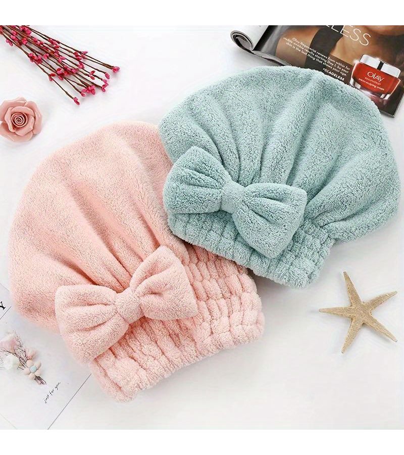 Pink Ultra Absorbent Microfiber Hair Towel Quick Dry Wrap - Image 1